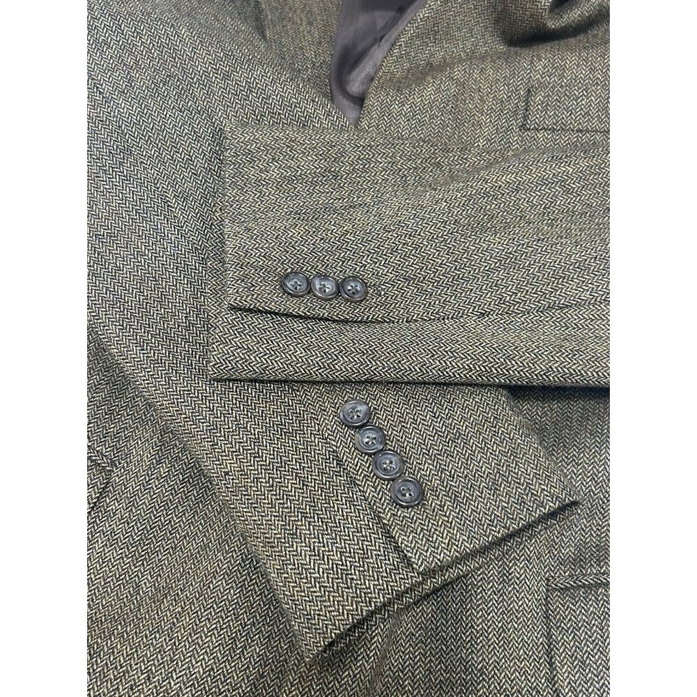VTG Jos A Bank Brown Wool Herringbone 2 Button Vented Suit Jacket Size 41R - Picture 9 of 16